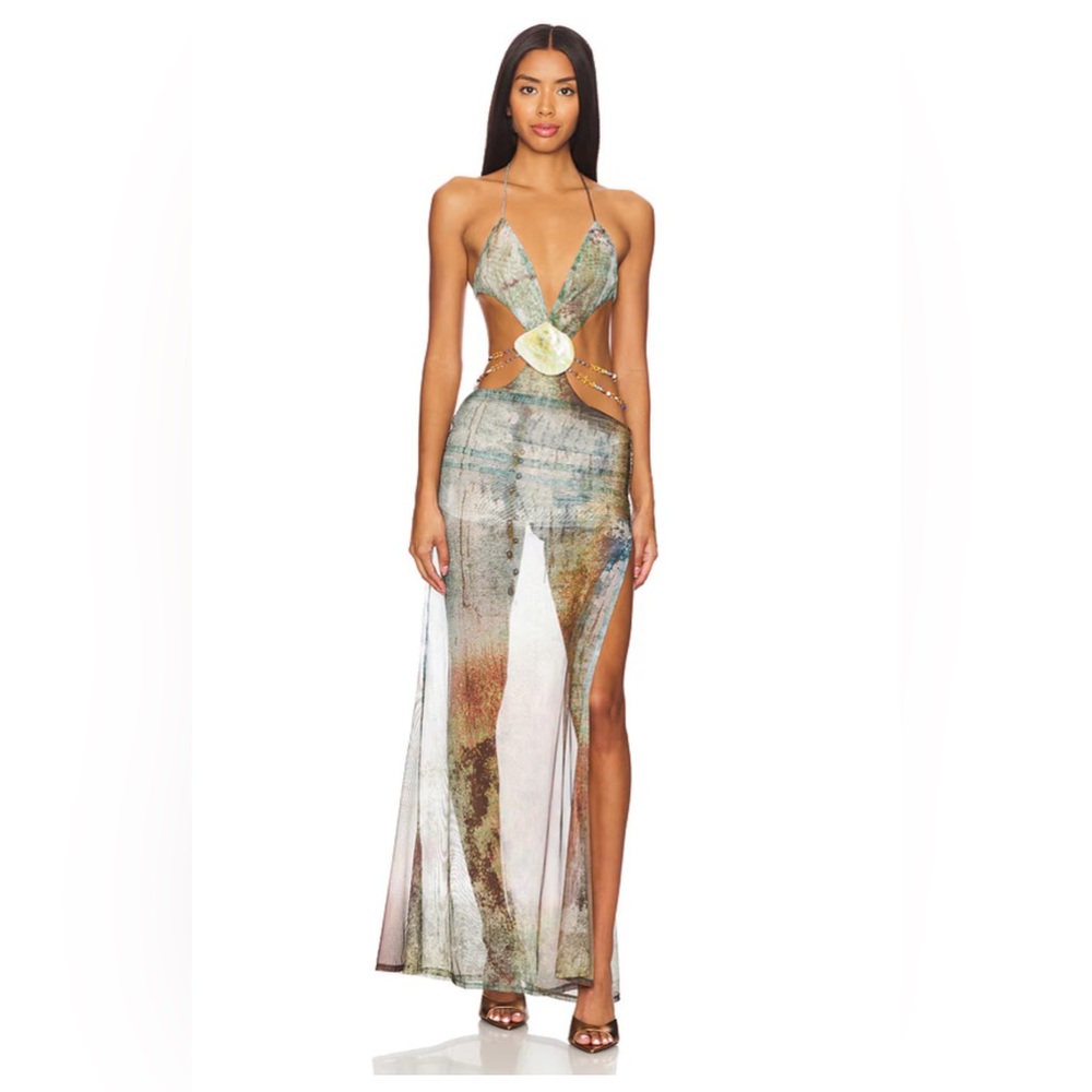 Jaded London Metallic Multicolor Cut-Out Maxi Dress